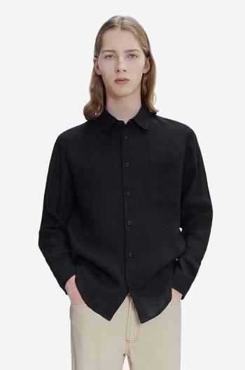 Košeľa A.P.C. A.P.C. Chemise Cassel pánska, čierna farba, regular, s klasickým golierom, LIAEK-H12545 BLACK