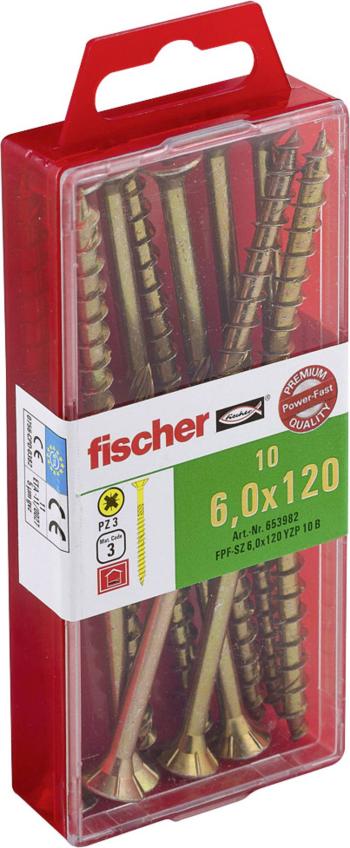Fischer  653982 skrutka so zápustnou hlavou 6 mm 120 mm krížová dražka Pozidriv     glavanizované zinkom 10 ks