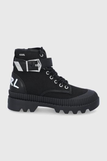 Členkové topánky Karl Lagerfeld Trekka Ii dámske, čierna farba, na platforme,