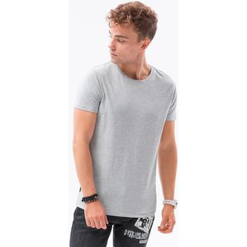Ombre  Tričká s krátkym rukávom Pánske tričko bez potlače - žíhano šedá S1370  viacfarebny