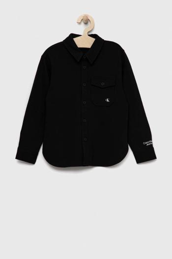 Detská košeľa Calvin Klein Jeans čierna farba