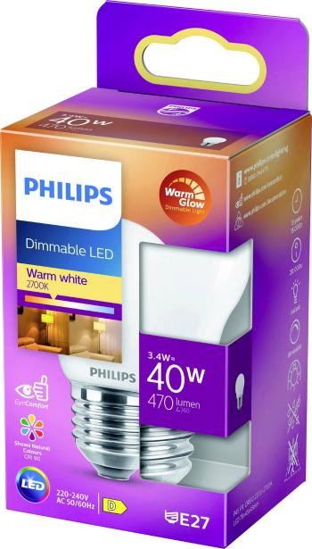 Philips Lighting 871951432449700 LED  En.trieda 2021 D (A - G) E27 kvapkový tvar 3.4 W = 40 W teplá biela (Ø x d) 45 mm