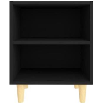 Nočný stolík s masívnymi drevenými nohami čierny 40 × 30 × 50 cm (805781)