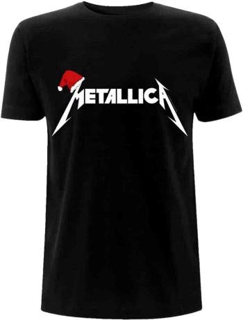 Metallica Tričko Santa Hat Logo Black L