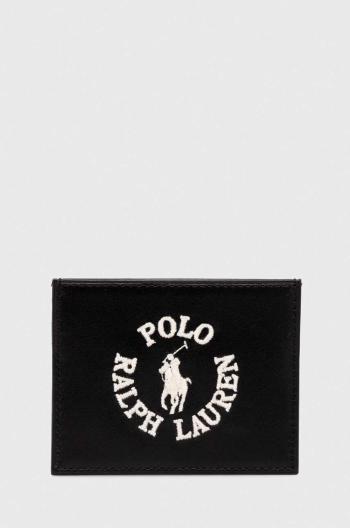 Kožené puzdro na karty Polo Ralph Lauren čierna farba, 405898661