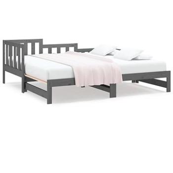 Výsuvná posteľ sivá 2× (90 × 200) cm masívna borovica, 820743
