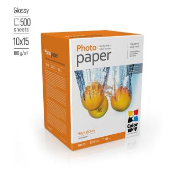 COLORWAY FOTOPAPIER CW VYSOKO LESKLY 180G/M2,500KS,10X15 (PG1805004R)