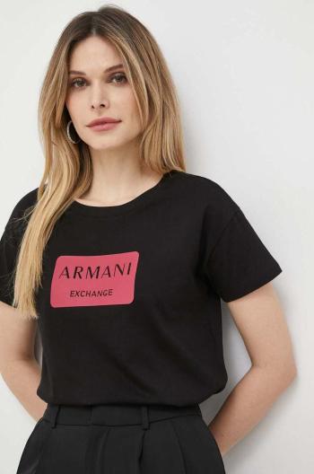 Bavlnené tričko Armani Exchange čierna farba