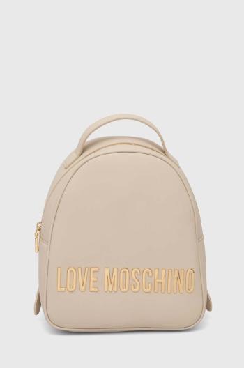 Ruksak Love Moschino dámsky, béžová farba, malý, s nášivkou, JC4197PP1LKD0000