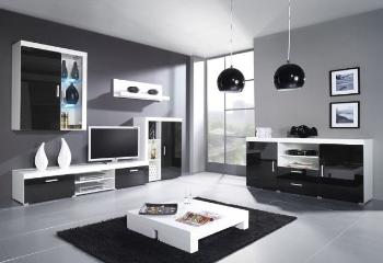 ArtCam Obývacia stena SAMBA A Farba: biela/čierny lesk