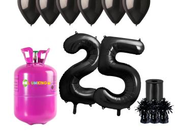 HeliumKing Hélium párty set na 25. narodeniny s čiernymi balónmi