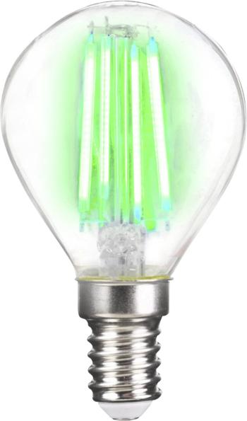 LightMe LM85312 LED  En.trieda 2021 B (A - G) E14 kvapkový tvar 4 W zelená (Ø x d) 45 mm x 78 mm vlákno 1 ks