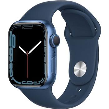 Apple Watch Series 7 41 mm Modrý hliník s hlbokomorsky modrým športovým remienkom (MKN13HC/A)