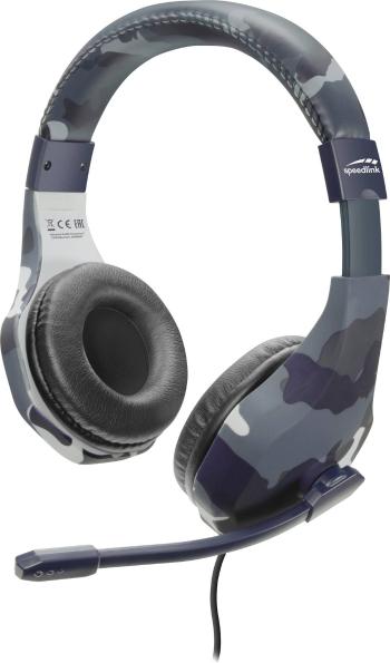 SpeedLink RAIDOR herný headset jack 3,5 mm káblový cez uši maskáčová modrá stereo