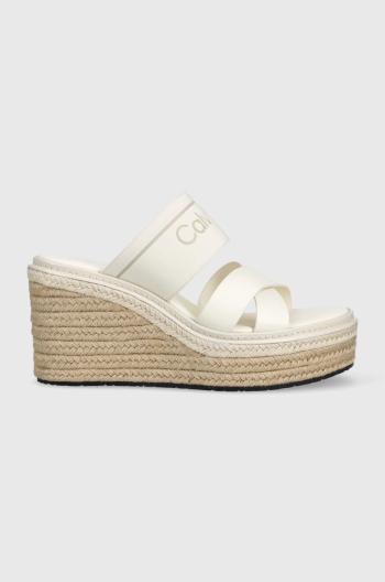 Šľapky Calvin Klein WEDGE 50HH - HE dámske, biela farba, na kline, HW0HW01498