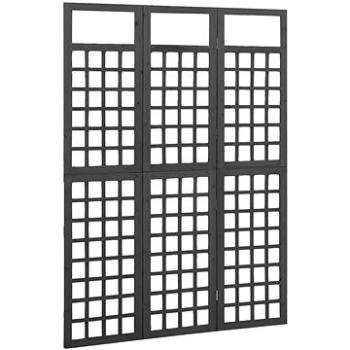 Shumee - 3-dielna deliaca stena/treláž, masívna jedľa čierna, 121×180 cm, 316482