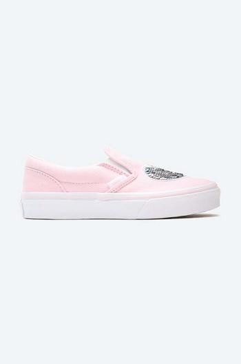 Detské tenisky Vans Sequin Patch Classic Slip-On ružová farba