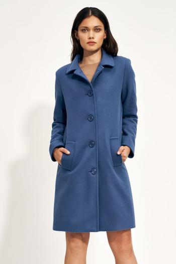 Modrý kabát s prímesou vlny PL18