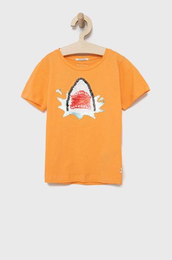 Detské bavlnené tričko Tom Tailor oranžová farba, s potlačou