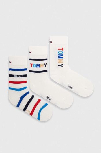 Detské ponožky Tommy Hilfiger 3-pak biela farba