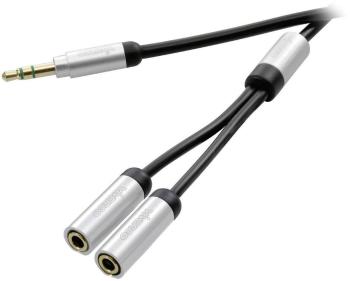 Vivanco 31012 jack audio prepojovací kábel [1x jack zástrčka 3,5 mm - 2x jack zásuvka 3,5 mm] 20.00 cm čierna pozlátené