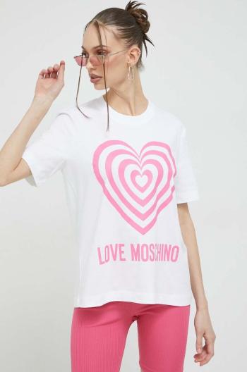 Bavlnené tričko Love Moschino biela farba