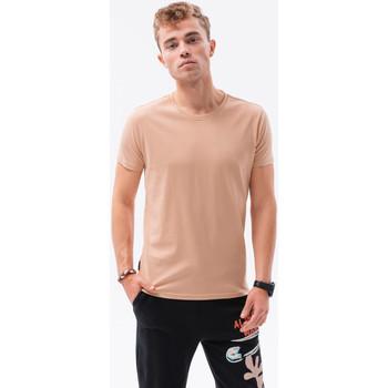 Ombre  Tričká s krátkym rukávom Pánske tričko bez potlače - béžová S1370  viacfarebny