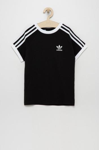 Detské bavlnené tričko adidas Originals čierna farba, s nášivkou