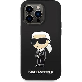 Karl Lagerfeld Liquid Silicone Ikonik NFT Zadný Kryt pre iPhone 14 Pro Max Black (KLHCP14XSNIKBCK)