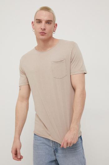 Bavlnené tričko Produkt by Jack & Jones béžová farba, jednofarebné
