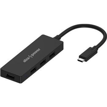 AlzaPower FlatCore USB-C (M) na 4× USB-A 2.0 (F) čierny (APW-HCCF4A2B)