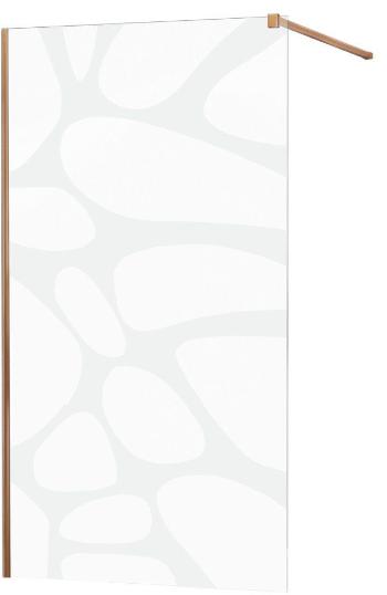 MEXEN/S - KIOTO Sprchová zástena WALK-IN 120x200 cm 8 mm, ružové zlato, biely vzor 800-120-101-60-97