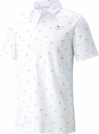 Puma AP Dancing Umbrellas Mens Polo Bright White/Algiers Blue M