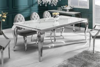 LuxD Dizajnový jedálenský stôl Rococo 180 cm strieborný - mramor