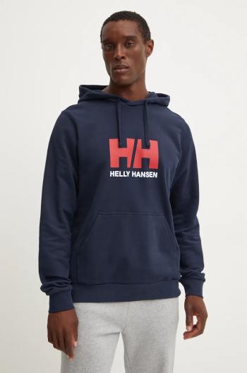 Bavlnená mikina Helly Hansen HH LOGO pánska, tmavomodrá farba, s kapucňou, s potlačou, 30394