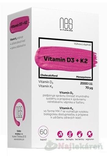 nesVITAMINS Vitamin D3 2000 I.U. + K2 70 μg 60 ks