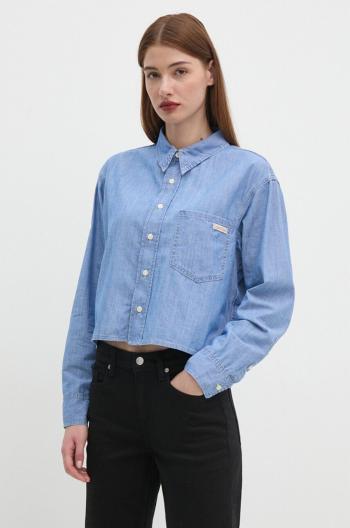 Bavlnená košeľa Calvin Klein Jeans dámska, voľný strih, s klasickým golierom, J20J224899