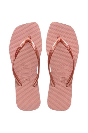 Žabky Havaianas SQUARE dámske, ružová farba, na plochom podpätku, 4148301.3544