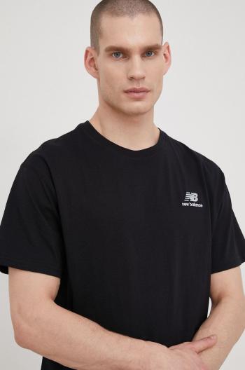 Bavlnené tričko New Balance UT21503BK čierna farba, jednofarebné