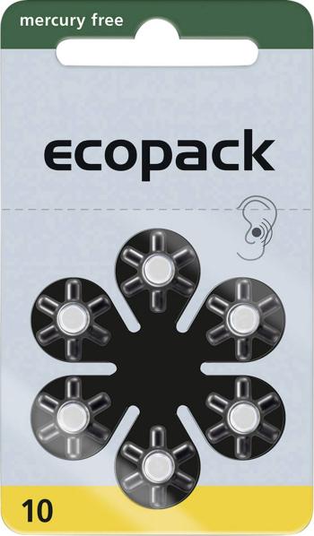 ecopack ECO10 gombíková batéria  ZA 10 zinkovo-vzduchová 95 mAh 1.4 V 6 ks
