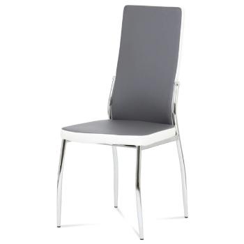 Sconto Jedálenská stolička ABIGAIL sivá/biela/chróm
