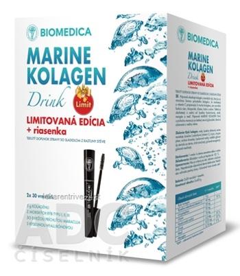 BIOMEDICA MARINE KOLAGEN Drink LIMITOVANÁ EDÍCIA vrecúška 2x30 ks (60 ks) + darček riasenka, 1x1 set