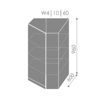 ArtExt Kuchynská linka Brerra - mat Kuchyňa: Horná rohová skrinka W4/10/60 / (ŠxVxH) 60 x 96 x 60 cm - v korpuse grey,biela,lava