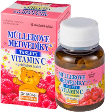 Dr. Müller Pharma MÜLLEROVE medvedíky - vitamín C s príchuťou malín 45 tabliet