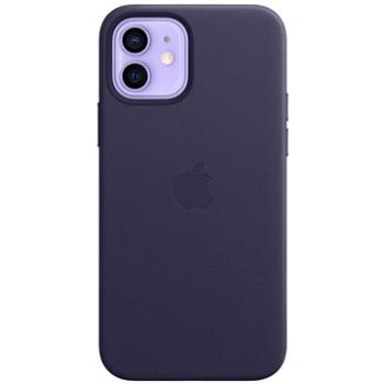 Apple iPhone 12 a 12 Pro Kožený kryt s MagSafe tmavo fialový (MJYR3ZM/A)