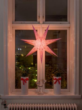 Konstsmide 2982-134 vianočná hviezda   žiarovka, LED  ružová  vyšívané, s vysekávanými motívmi, so spínačom