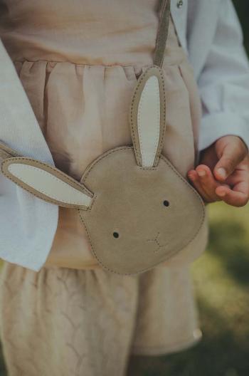 Detská kožená kabelka Donsje Britta Classic Purse Bunny béžová farba, 5001008