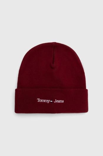 Čiapka Tommy Jeans bordová farba, z tenkej pleteniny