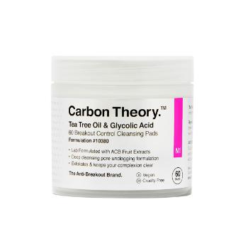 Carbon Theory Čistiace pleťové tampóny Tea Tree Oil & Glycolic Acid Breakout Control (Cleansing Pads) 60 ks