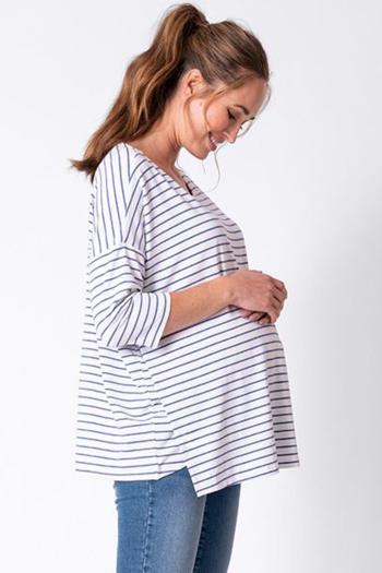 Bielo-modrý pásikavý tehotenský top Ripley